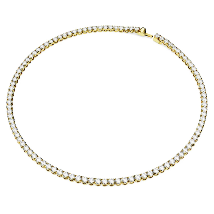 Matrix Tennis necklace Round cut, Small, White, Gold-tone plated